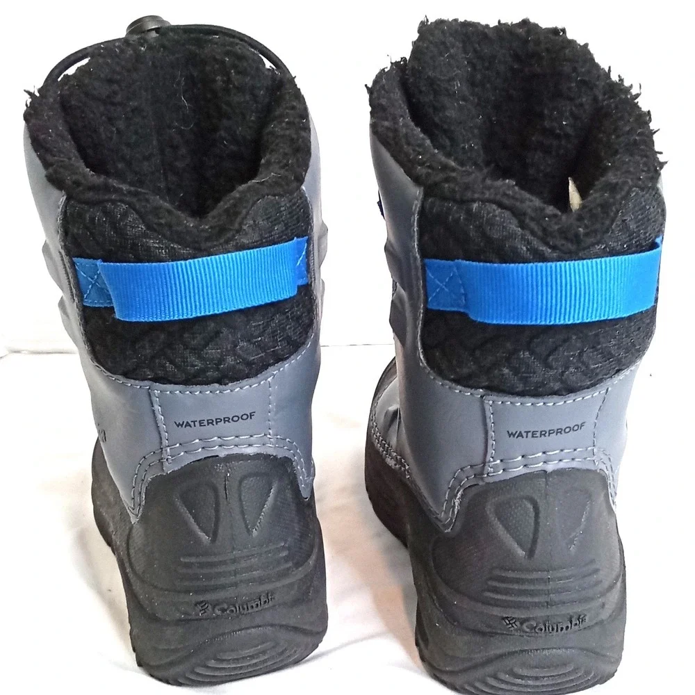 Columbia Kids Waterproof Snow Boots Grey Black Blue Omni-Heat Size 1‎